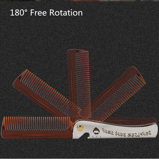 Haar- und Bartkamm, Edelstahlkamm, Schnurrbartformkamm, Taschenbartkamm, für Herren