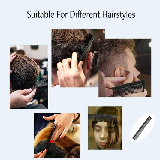 JeoPoom Carbon Kamm, Kompakter Karbonkamm, Grob fein 2 Zahnungen, Salon Friseur Haarpflege Werkzeuge für Männer und Frauen mit Verschiedenen Arten von Haaren