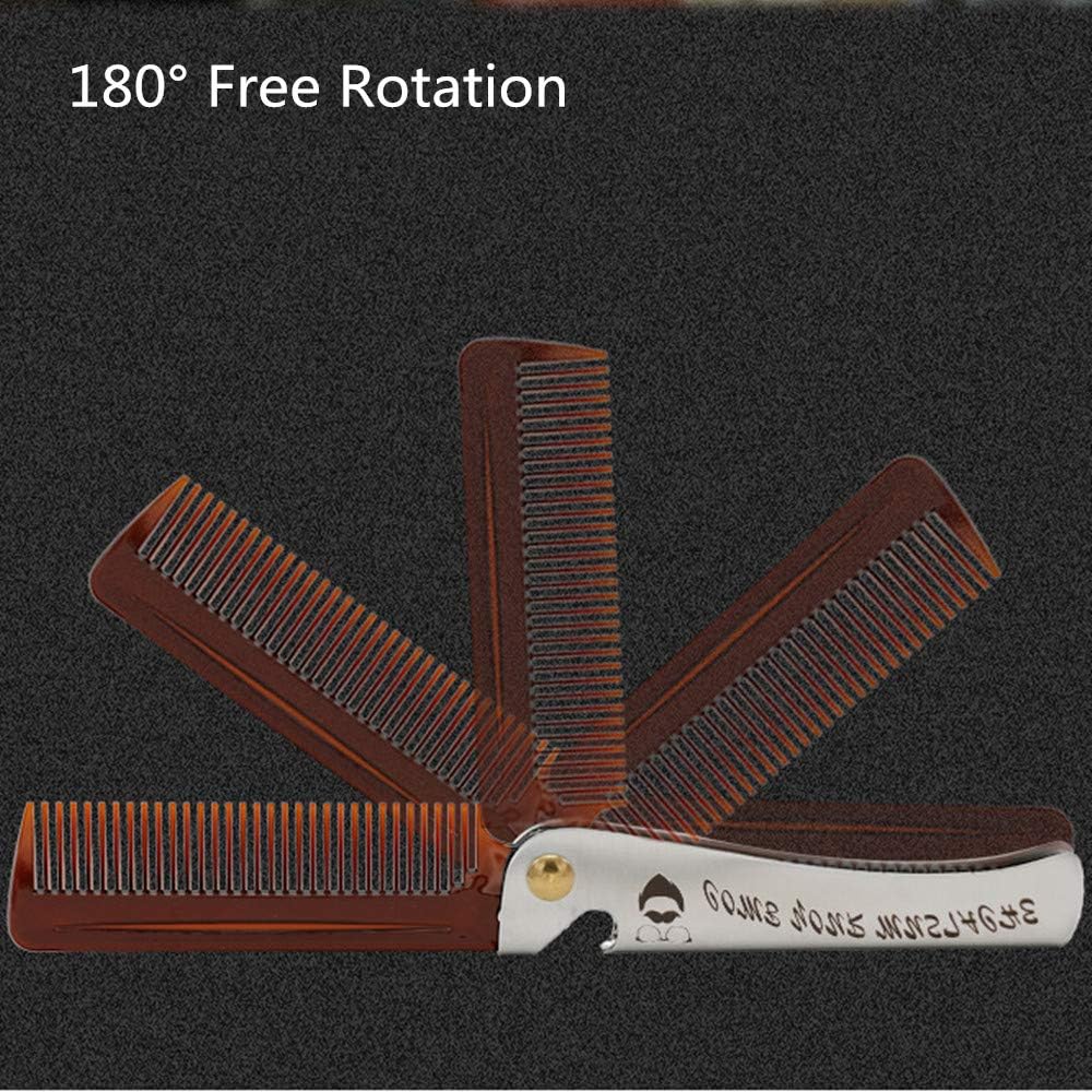 Haar- und Bartkamm, Edelstahlkamm, Schnurrbartformkamm, Taschenbartkamm, für Herren