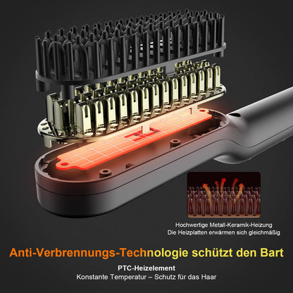 ANLAN , 2 in 1 Bartglätter für Männer und Mini Haarglätter, 5-Stufen Temperatur(120-200℃), 30er Schnell Beheizte, Ionischer Hair Beard Straightener Brush für Das Styling Von Bart und Haar