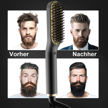 ANLAN , 2 in 1 Bartglätter für Männer und Mini Haarglätter, 5-Stufen Temperatur(120-200℃), 30er Schnell Beheizte, Ionischer Hair Beard Straightener Brush für Das Styling Von Bart und Haar
