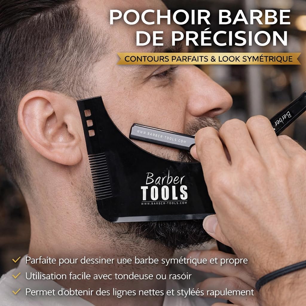 Herren Rasier-Set - Männer Rasiermesser/Barbiermesser - mit 50 Einzelklingen + Tuch + Alaunstift + Aufbewahrungsetui + Kammführung für Rasur -SCHWARZ- BARBER TOOLS