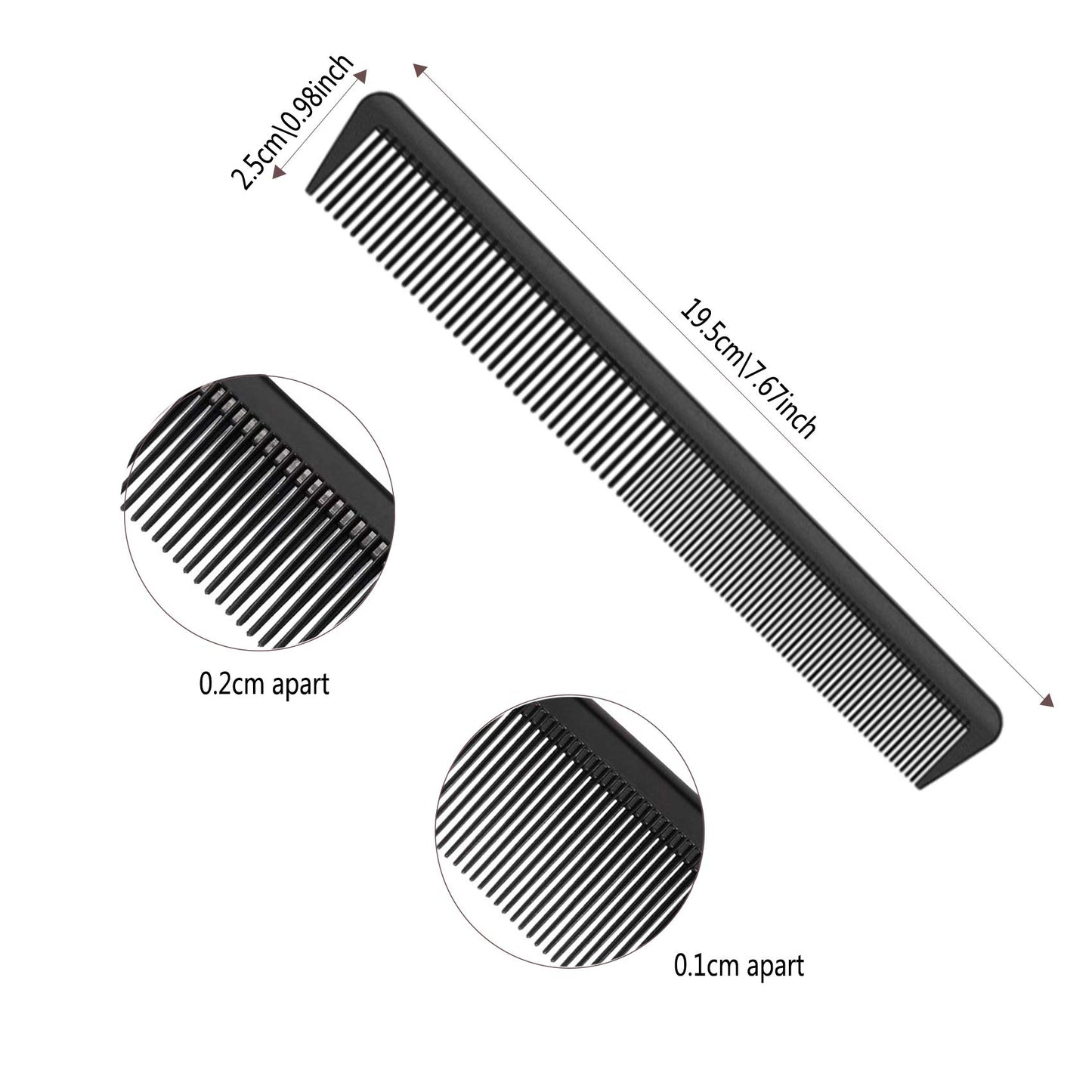 JeoPoom Carbon Kamm, Kompakter Karbonkamm, Grob fein 2 Zahnungen, Salon Friseur Haarpflege Werkzeuge für Männer und Frauen mit Verschiedenen Arten von Haaren