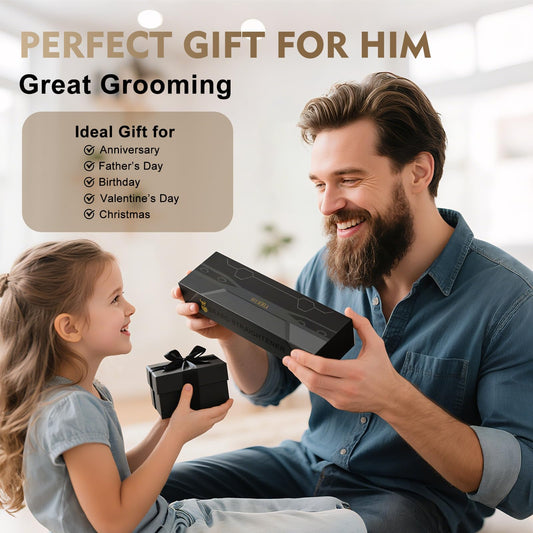 VIKICON Bartglätter für Männer, Mini Elektrische Bart Glätteisen, 30er Jahre Schnell Beheizte Bürste Kamm, Ionischer Haarglätter Glätter für Das Styling Von Langem und Kurzem Bart