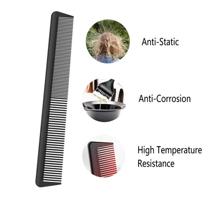 JeoPoom Carbon Kamm, Kompakter Karbonkamm, Grob fein 2 Zahnungen, Salon Friseur Haarpflege Werkzeuge für Männer und Frauen mit Verschiedenen Arten von Haaren