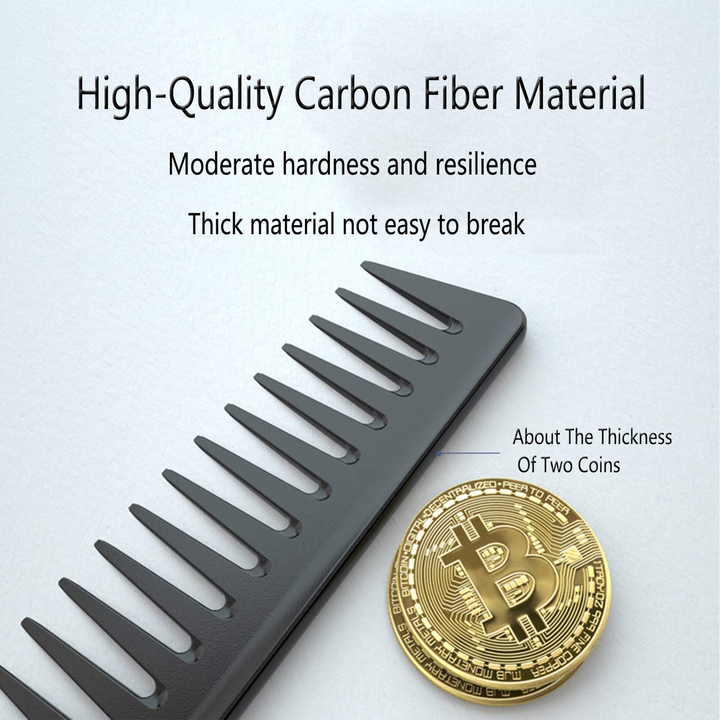 JeoPoom Carbon Kamm, Kompakter Karbonkamm, Grob fein 2 Zahnungen, Salon Friseur Haarpflege Werkzeuge für Männer und Frauen mit Verschiedenen Arten von Haaren