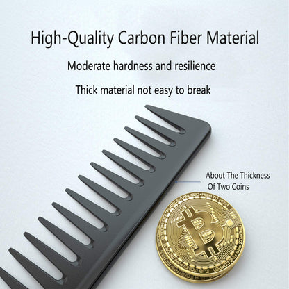 JeoPoom Carbon Kamm, Kompakter Karbonkamm, Grob fein 2 Zahnungen, Salon Friseur Haarpflege Werkzeuge für Männer und Frauen mit Verschiedenen Arten von Haaren