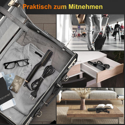 ANLAN , 2 in 1 Bartglätter für Männer und Mini Haarglätter, 5-Stufen Temperatur(120-200℃), 30er Schnell Beheizte, Ionischer Hair Beard Straightener Brush für Das Styling Von Bart und Haar