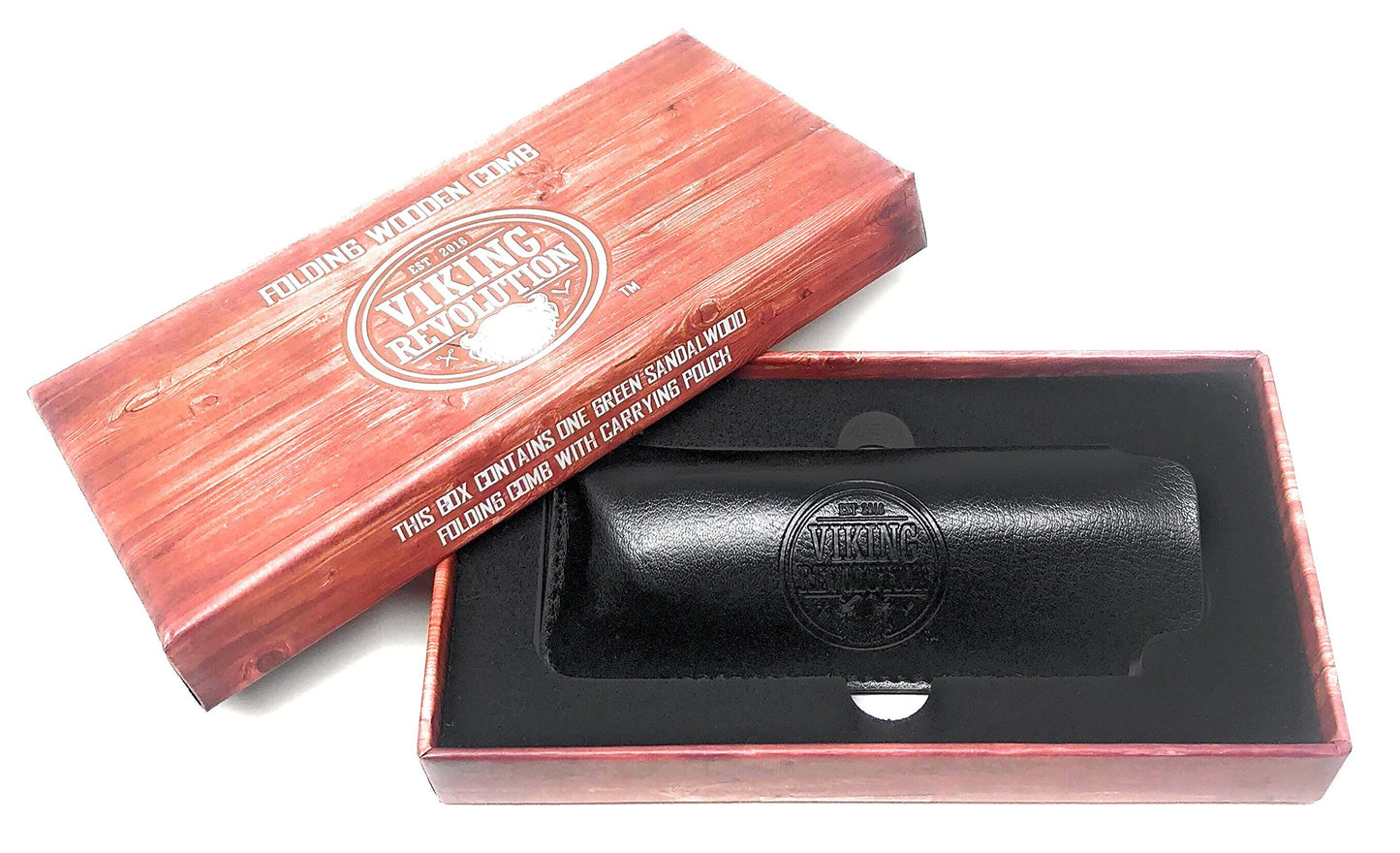 Viking Revolution - Bartkamm - Faltbarer Bartkamm Männer für Herren mit Etui - Sandelholz & Natürlicher Butterfly Kamm mit Geschenkbox - Herren Geschenke - Weihnachtsgeschenke für männer
