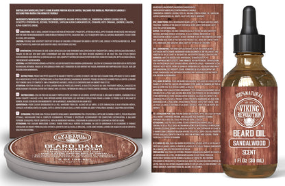 Viking Revolution Bartpflegeset für Männer - Ultimatives mit 100% Wildschweinborsten Bartbürste, Bartkamm aus Holz, Bart Balsam, Bartöl, Schnurrbart- & Bartschere - Geschenke Für Männer - Sandelholz